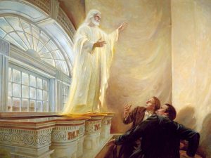 "Christ Appears in Kirtland Temple" [Cristo Aparece no Templo de Kirtland] de Walter Rane. Imagem via Gospel Resources.