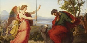 Balaão e o anjo, pintura de Gustav Jaeger, 1836 via Wikipedia