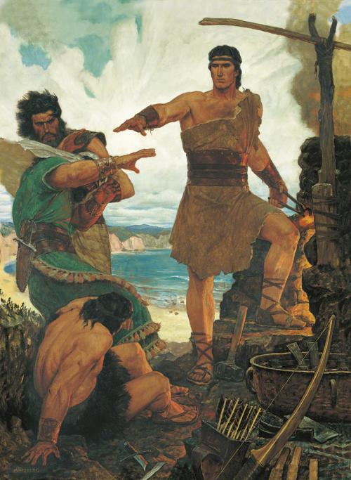 Néfi Repreendendo Seus Irmãos Rebeldes, por Arnold Friberg. Imagem via lds.org