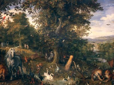 O Jardim do Éden com a Queda do Homem, de Jan Brueghel, Jan Brueghel the Elder. Imagem via Wikimedia Commons.