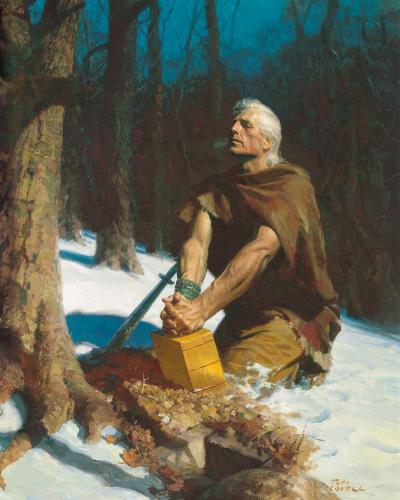 "Morôni Enterrando as placas", de Tom Lovell