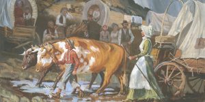 Mary Fielding Smith e Joseph F. Smith Crossing the Plains, por Glen S. Hopkinson via lds.org