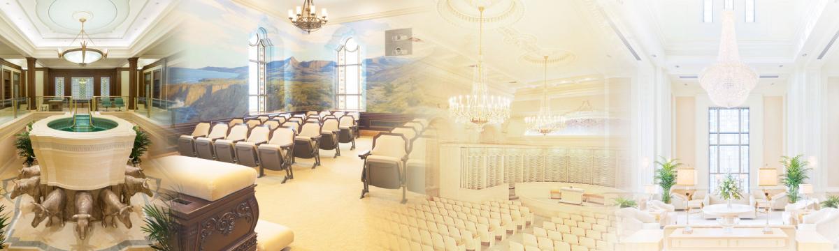 Imagens de salas de um templo da Igreja