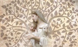 Maria, a mãe de Jesus, representada como a Árvore da Vida.