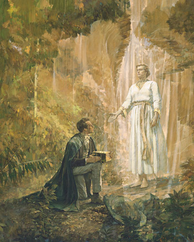 "Joseph Smith recebe as placas de ouro", por Kenneth Riley