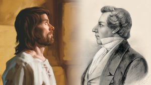 Esquerda, uma imagem de José no Egito, por um pintor desconhecido. Direita, um desenho de Joseph Smith, por Dan Weggeland. Imagens de cortesia de A Igreja de Jesus Cristo dos Santos dos Últimos Dias.